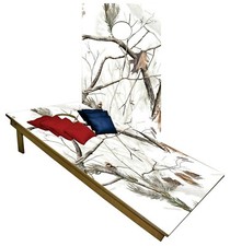 CORNHOLE BEANBAG TOSS GAME w Bags Game Boards Tree White Snow Set