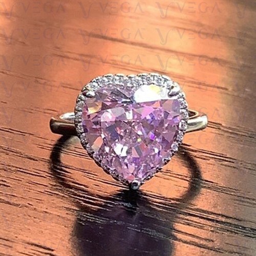 5.37Ct Heart Shape Natural Sapphire & Diamond Wedding Ring 18K White Gold Plated - Picture 2 of 17