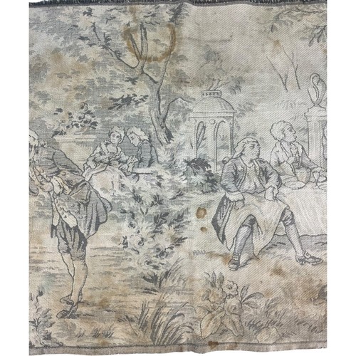 Vintage Wall Tapestry Garden Party Courting Scene Faded Stained Brown Tan 34x17 - Picture 3 of 7