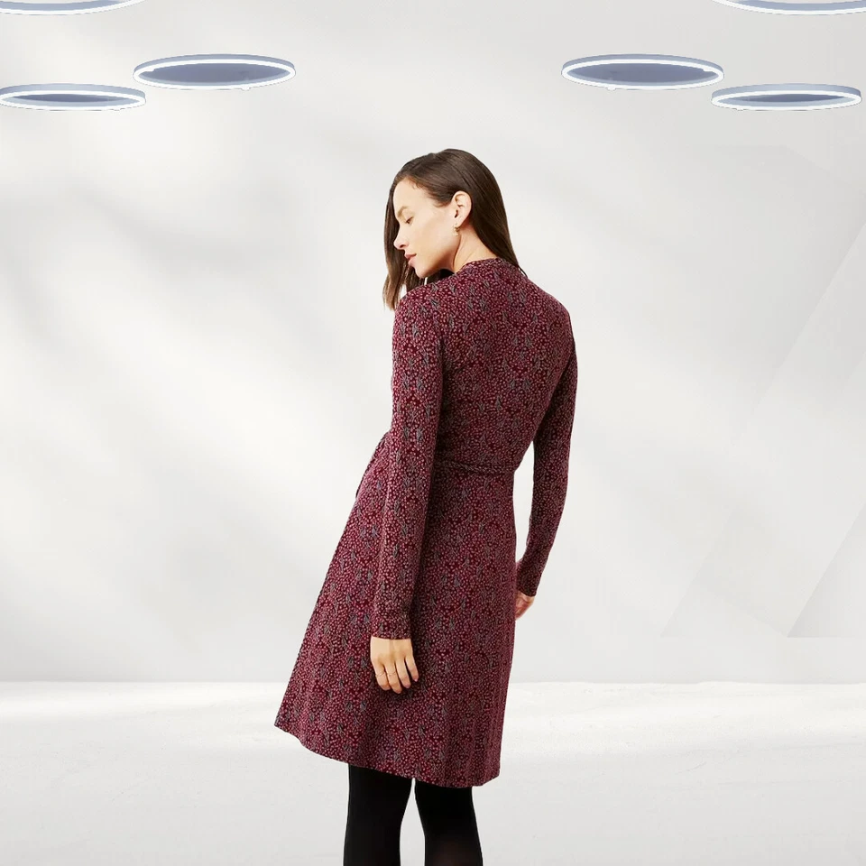 Ex Fat Face Women's Dress Plum Long Sleeve Vine Jersey - Image 3 of 3