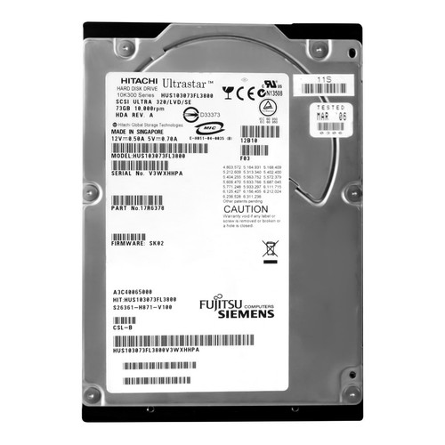 Hard Drive Fujitsu A3C40065000 HUS103073FL3800 73GB 10K 8MB SCSI U320 3.5'' - Picture 3 of 3