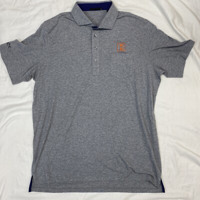 GREYSON Mens XL Gray Golf Polo Shirt Performance Pima Cotton Nylon NRS Logo