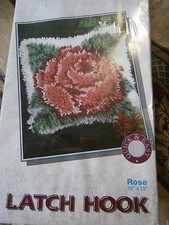WonderArt Rose Latch Hook Kit 4606 Caron 12"x12" Pillow Flower SEALED Easy