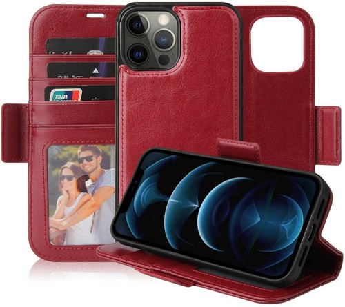 iPhone 12 Pro Max leather Case, Magnetic Protective Flip Cover with Card Holder - Picture 14 of 27