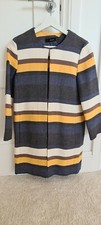 Hallhuber Long Jacket Grey Navy Ivory Yellow Brown Uk 6