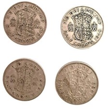 4 x  George VI Half Crowns (1947, 1948, 1949, 1950, ) circulated