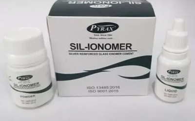 Dental Pyrax SILIONOMER Silver Reinforced GIC Cement Set-Powder 15gm Liquid 10ml