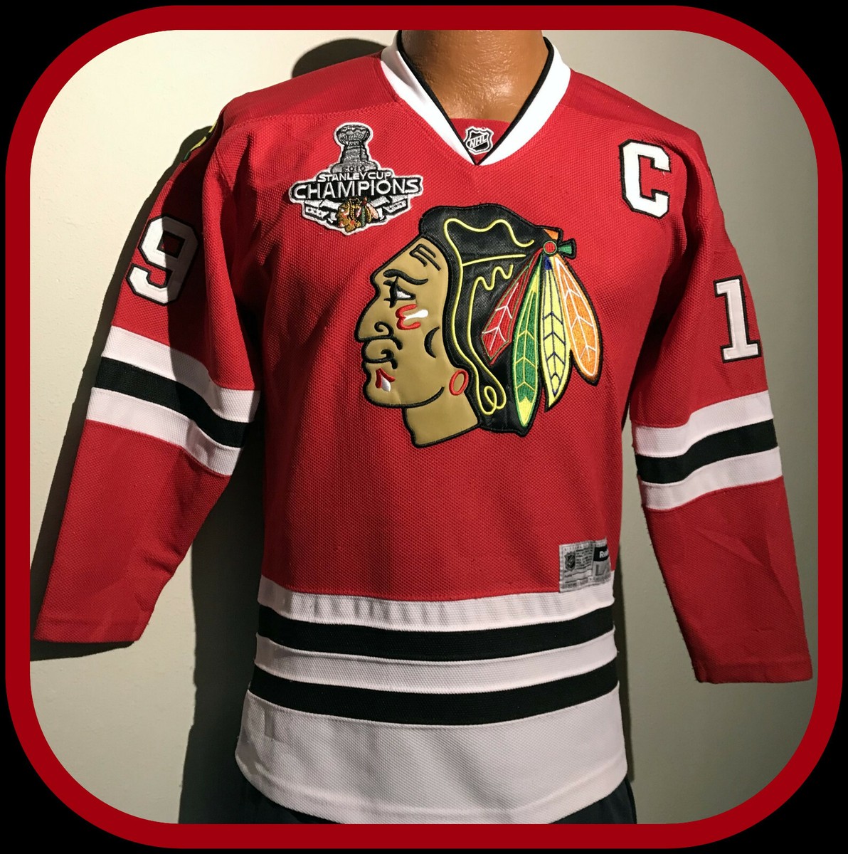 2010 CHICAGO BLACKHAWKS JONATHAN TOEWS YOUTH L/XL REEBOK STANLEY CUP JERSEY