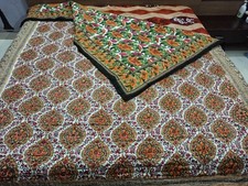 Floral Handblock Print Cotton Filling Quilt Razai Warm Jaipuri Blanket Bedspread