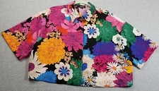 GiGio Crop Button Up Shirt Women’s Medium M Floral Short Sleeves Spring Festival