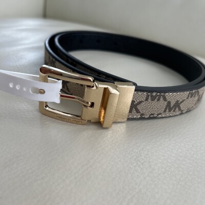Michael kors ladies reversible belt with gold MK logo Michael Kors Metallic MK Reversible Leather Belt | Neiman Marcus main image 3