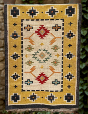 Wool Jute Vintage Kilim Rug moroccan navajo rug tribal southwestern kilim rug