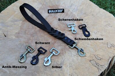 EXTRA BREITER Kurzführer Lederleine geflochten schwarz 25mm mit Schlaufe 35cm
