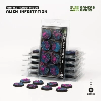 Alien Infestation Battle Ready Bases - 32mm Round - Brand New - Gamers Grass