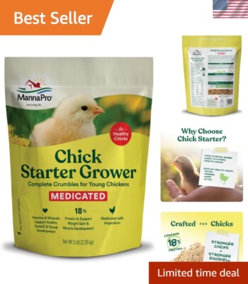 5lb Medicated Chick Starter Grower Crumbles   Fortified Feed for Optimal Growth
