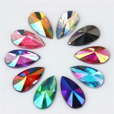Teardrop Acrylic Rhinestone 100pcs 7 13mm Crystal AB Non Hotfix Flatback Beads