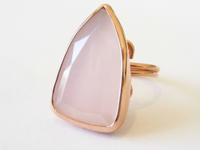 Turkish Rose Gold  925 Sterling Silver Pink Quartz Hurrem Sultan Ring Size 7.5