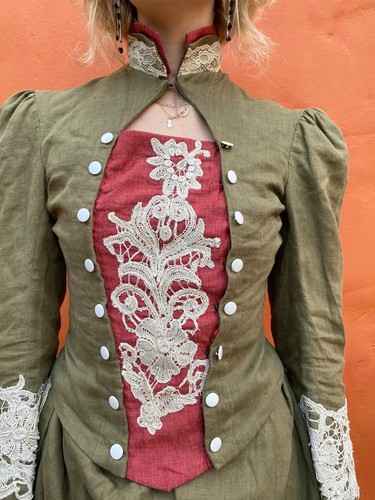 Reproduktion viktorianisches Treibenkleid 2 Röcke + Jacke historisches Kostüm 3-teilig - Bild 9 von 10