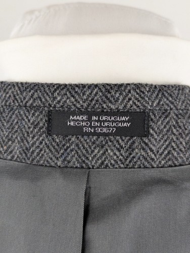 VINTAGE Stafford Sport Coat Blazer Mens 46R (Fit 44) Gray Herringbone Lambswool - Picture 12 of 16