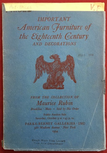 Antique American Furniture Maurice Rubin Collection 1954 P-B Auction Catalog - Picture 2 of 6