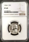 1964 Proof Washington Quarter certified PF 69 by NGC!