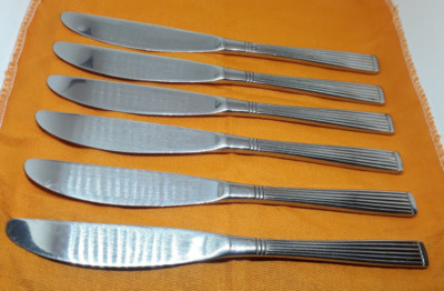Vintage Set 6 Messer Abert Inox Silber Edelstahl Besteck Abendessen aus Italien