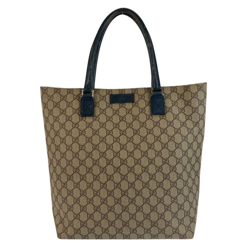 GUCCI Beige Green GG Supreme Canvas Leather 131220 Tote Bag Handbag Ladies 60330