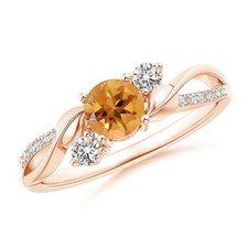 Round Citrine Gemstone 925 Sterling Silver Three-stone Boho Ring Jewelry