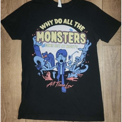 All Time Low Monsters Band Shirt Mens Black Graphic Tee Pop Punk Rock T-Shirt