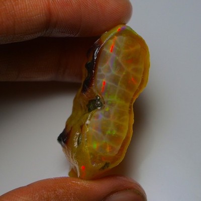 Ethiopian Oil Opal Specimen  79.25  cts Natural Rough Gemstone - Fire Opal Roug