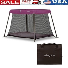 Lightweight Portable Travel Crib W/ Breathable Mesh Sides Compact Easy Assembly