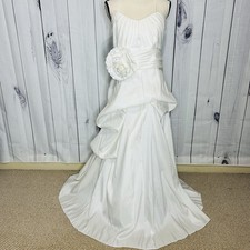 Wtoo Wedding Cotillion Dress Sz 14 Worn Once Pleated Floral Applique Sweetheart