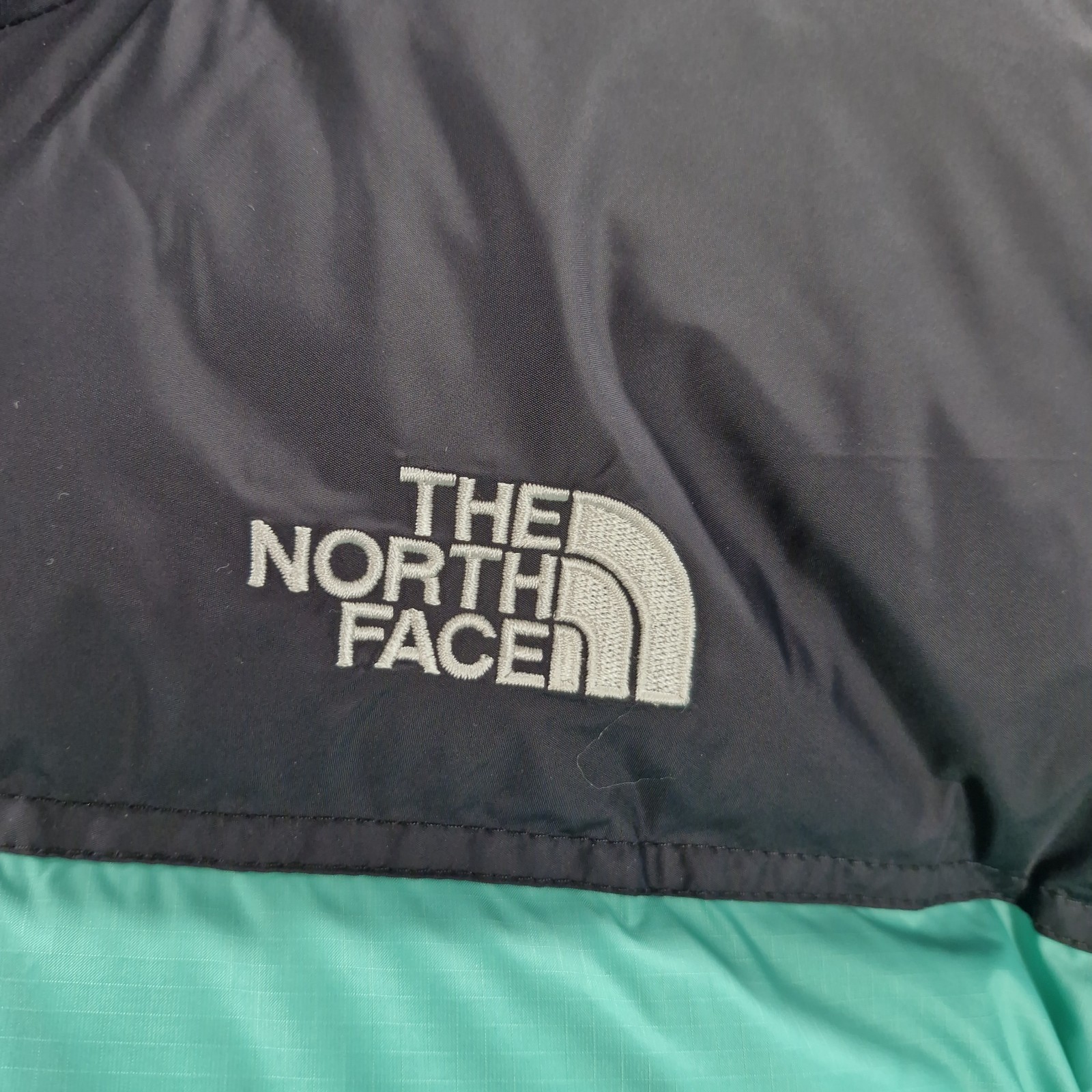 The North Face Nuptse Puffer Coat Womens XL Black Turquoise 700 1996 Retro New thumbnail 3
