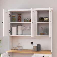Pantry Storage Cabinet with Microwave Oven Countertop, Freestanding Hutch Cabine