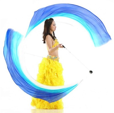 2pcs 2.5x0.9M/98.43''x35.43'' Multi-Color Dance Silk Veil Poi (2.5x0.9M/98.43''x...