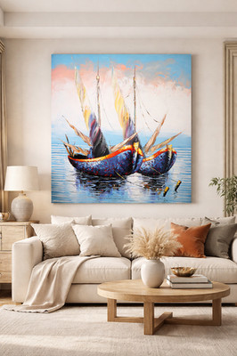 Sailing boat painting 100x120 cm - Hand painted on cotton canvas | Modern Art