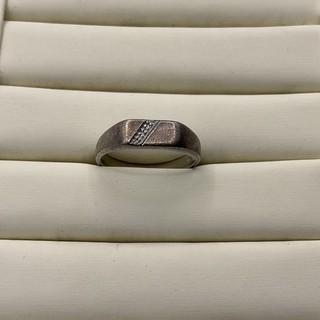 925 Sterling Silver & 3x Diamond Mens Ring Size R 2.6g CV#666