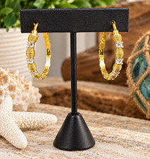 David Markstein 0.60 cttw Lab Grown Diamond Couture Station Hoops 925 STERLING