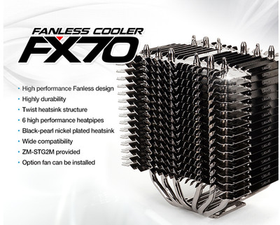 Zalman FX70 Lüfterloser Intel AMD CPU PC Kühler 6-Heatpipes kein Geräusch kein Staub kein Lüfter