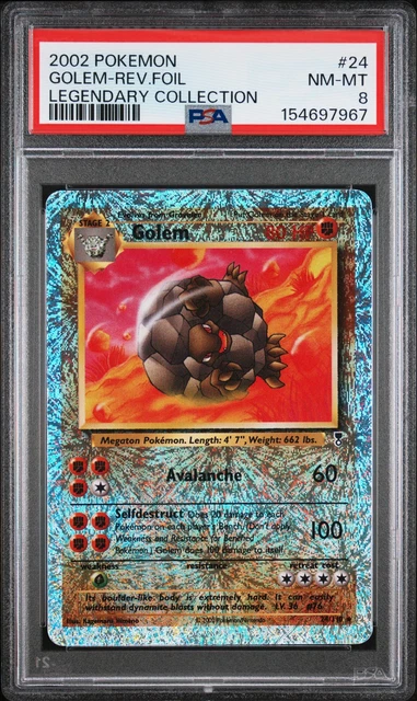 2002 POKEMON LEGENDARY COLLECTION #24 GOLEM-REVERSE FOIL PSA 8