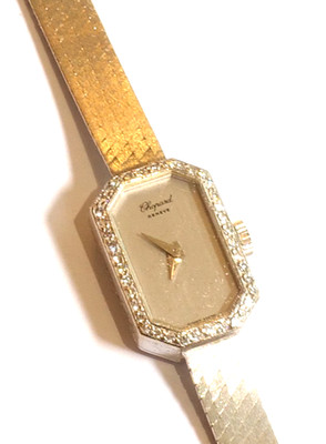 Damen Armbanduhr Chopard, Brillantlünette, ca. 0,55 ct., in 750 Weß Gold