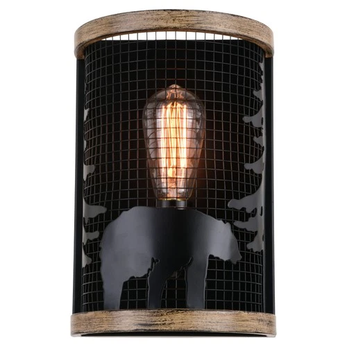 Vaxcel Lighting W0408 Kodiak 12" Tall Wall Sconce - Black / Burnished Teak - Picture 1 of 9