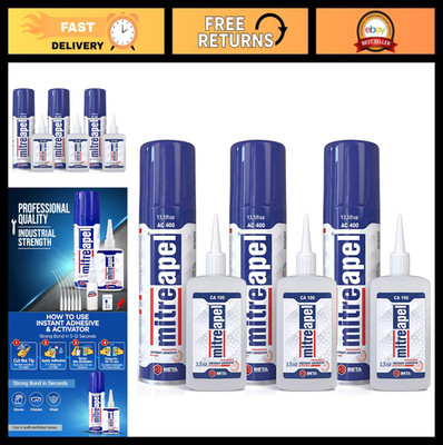 MITREAPEL CA Glue Activator Kit 3x3.5oz 3x13.5oz Wood Plastic Repair