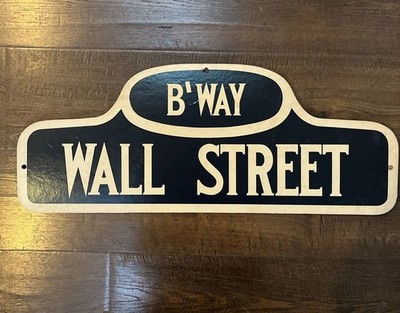 WALL STREET B'Way New York City Antique Subway St Sign Broadway, Fin District