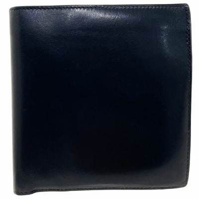  Authentic Hermès Vintage Bi-fold Wallet Black Leather HERMES E Stamp Compact