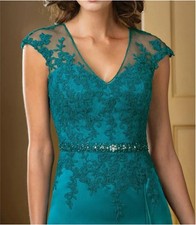 A-Line Lace Floor-Length Mother Of The Bride Dress Elegant Plus Sizes Turquoise