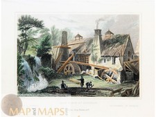 France old prints, Rouillon water Mill, J. Fussel 1830