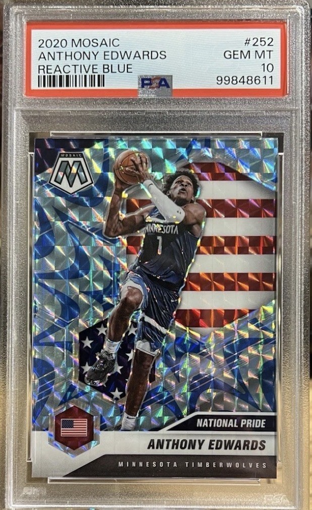 2020-21 Panini Mosaic National Pride Anthony Edwards #252 Reactive Blue PSA 10 