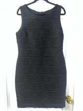 Elegant Black Wavy Textured Bodycon Mini Dress Size 12