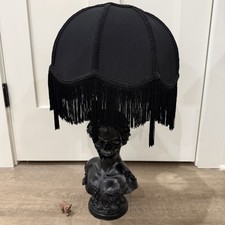 Gothic Skull Woman Bust Table Lamp with Black Shade 24" Halloween Skeleton NEW